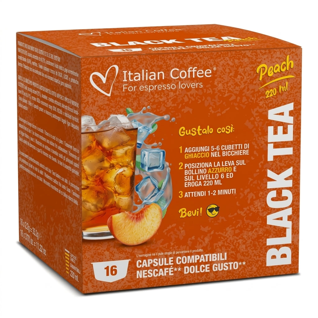 Ice Tea - Black Tea Peach Flavor - Compatible Capsules for Nescafe Dolce Gusto®